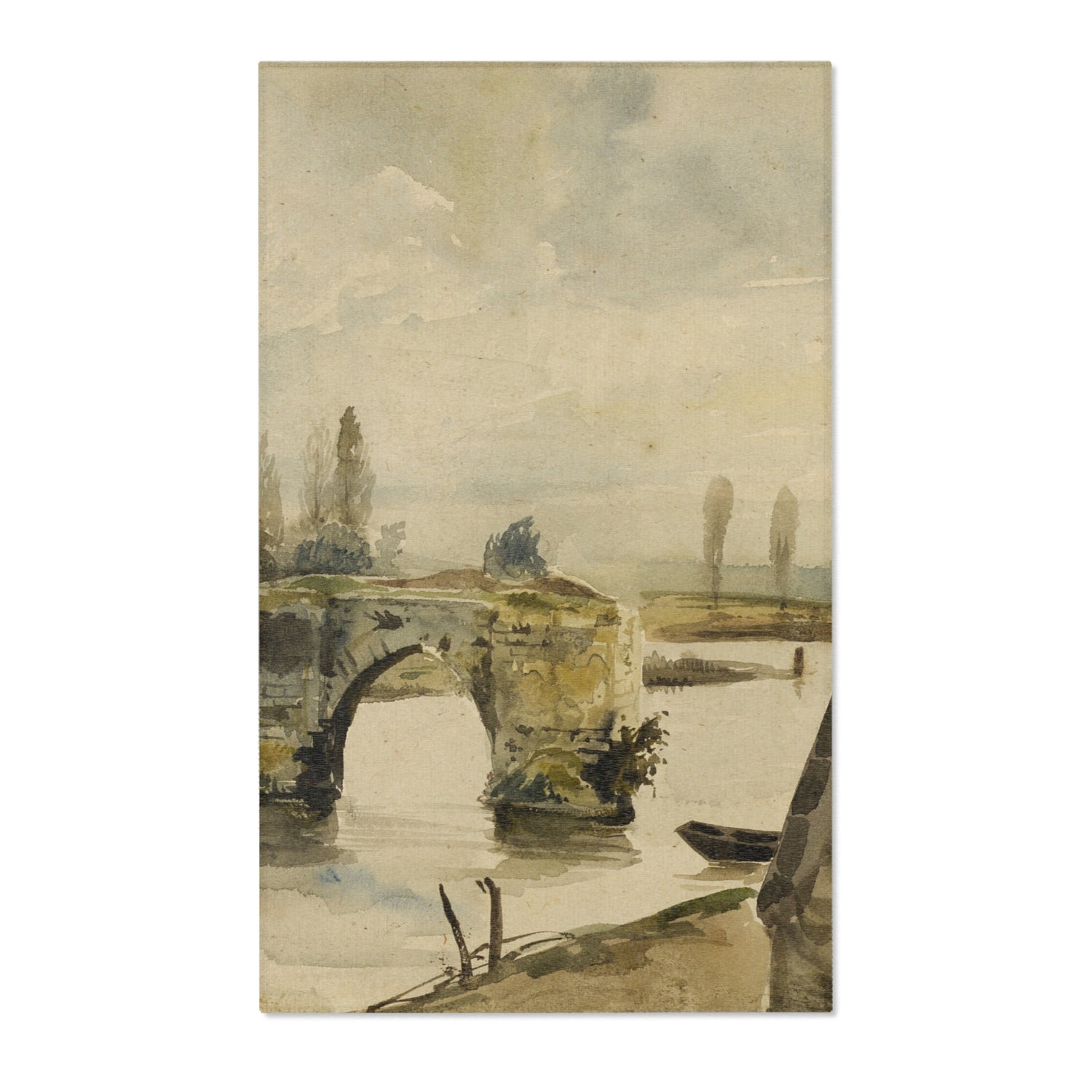 The Old Bridge at Mantes - Eugène Delacroix Area Rug