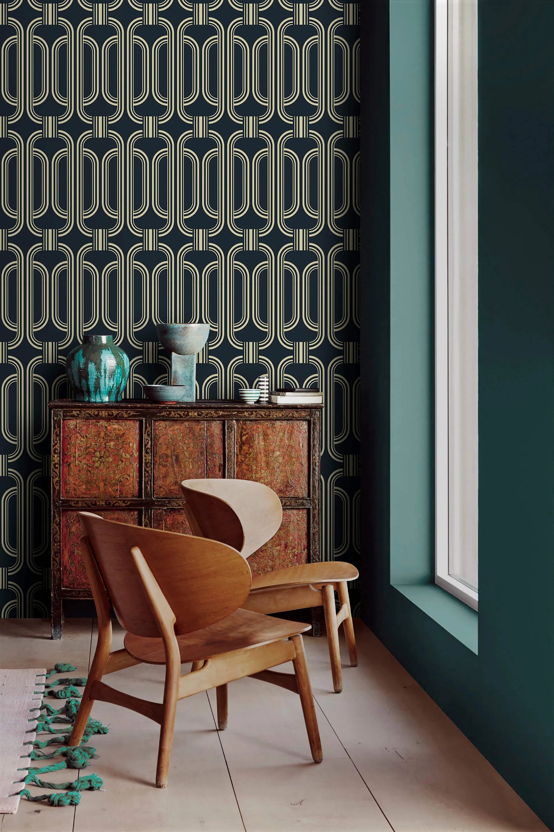 Deco Geometric Repeat Wallpaper