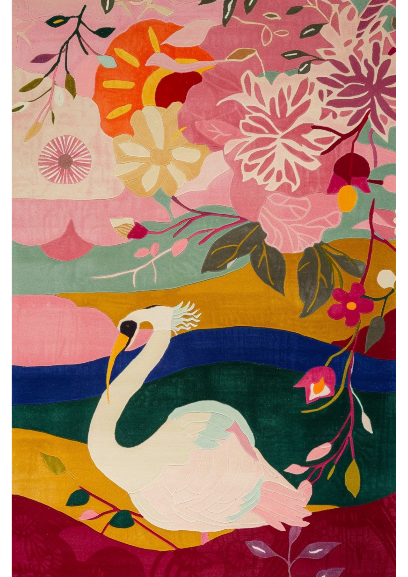 Immerse yourself in the serene beauty of our Colorful Swan Lake Hand Tufted Rug. This enchanting piece captures the graceful elegance of a swan across a vibrant canvas. Each stroke of color and delicate detail is meticulously hand-tufted, bringing the scene to life with exquisite artistry.