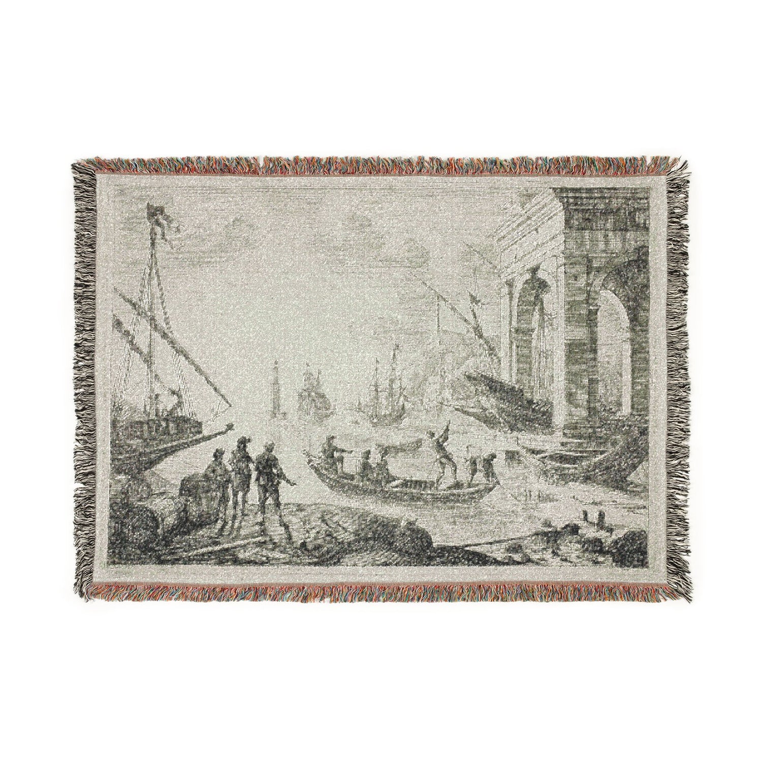 Harbor Scene with a Lighthouse - Claude Lorrain Tapestry Blanket