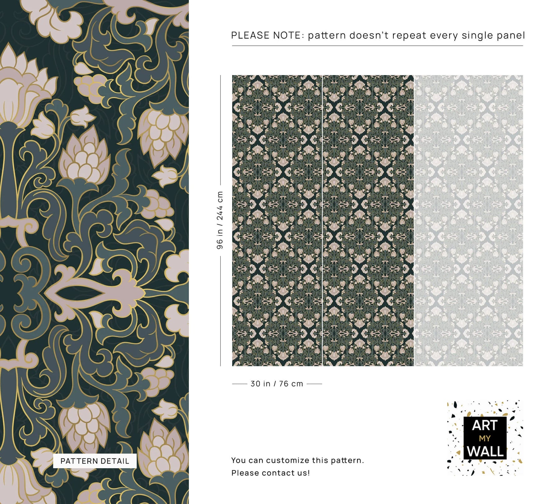 Intricate Floral Block Print Wallpaper