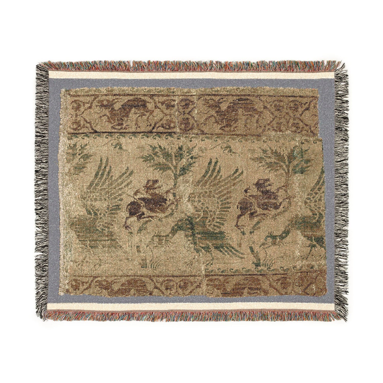 Silk and Gold Textile Woven Throw Blanket
