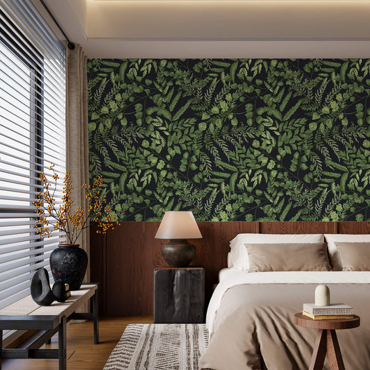 Green Fern Foliage Wallpaper: Bring the tranquility of nature indoors with this refreshing and verdant design, evoking the lush beauty of fern-filled forests.