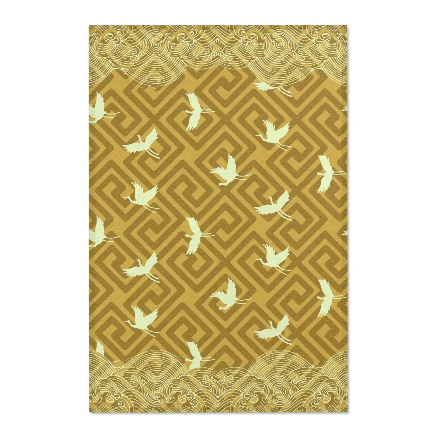 Golden Crane Waves Accent Rug