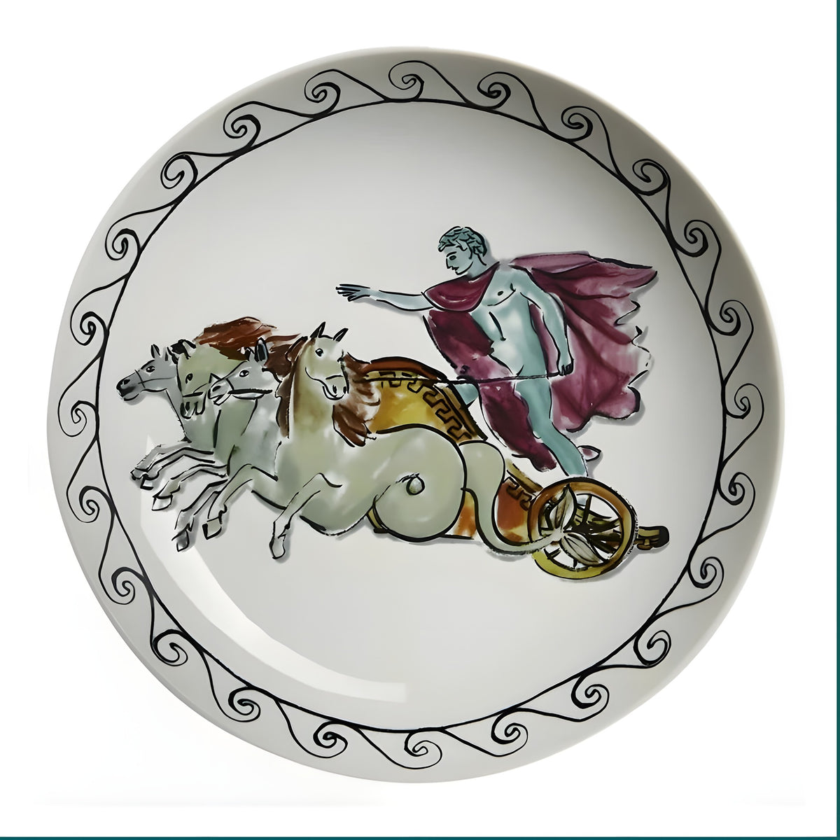 Poseidon's Journey Ivory Chariot Decorative Ceramic Plate