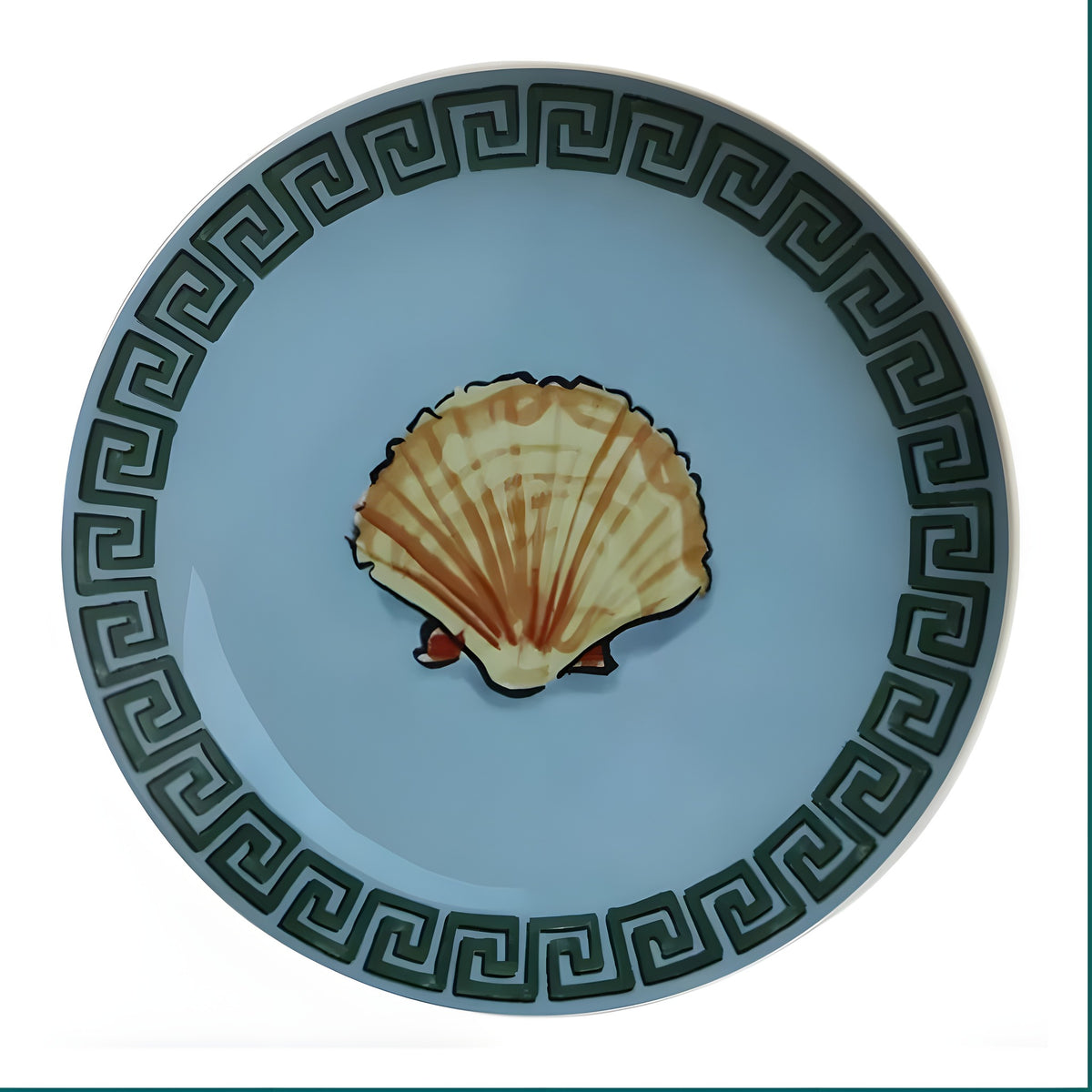 Poseidon's Journey Blue Scallop Shell Decorative Ceramic Plate