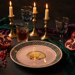 Poseidon's Journey Pink Scallop Shell Decorative Ceramic Plate styled in a room setting
