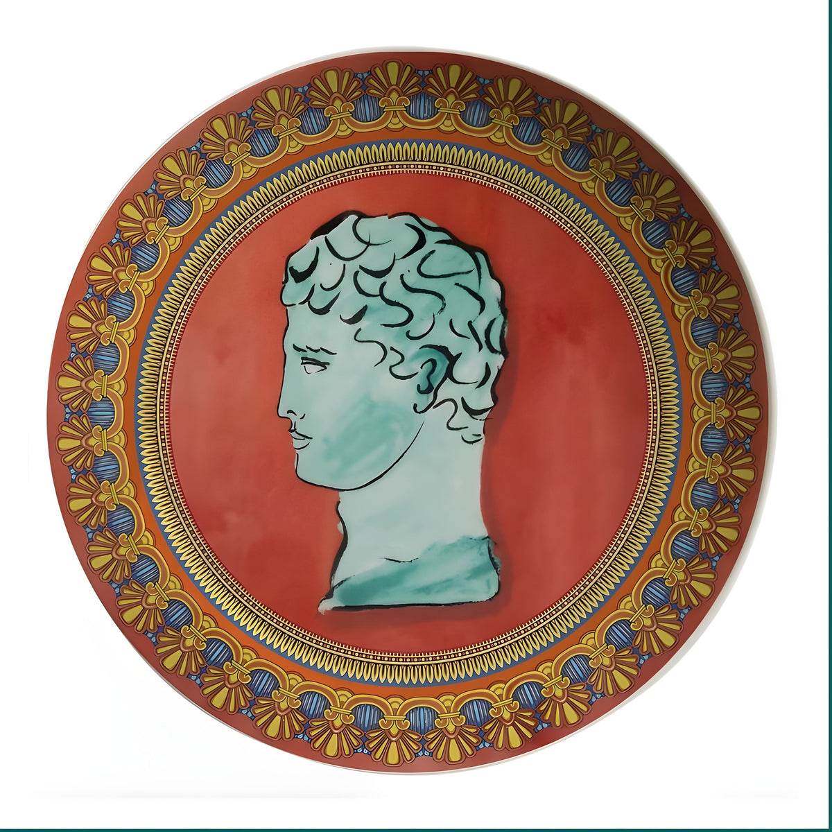 Poseidon's Journey Terracotta & Gold Classical Bust Decorative Ceramic Plate