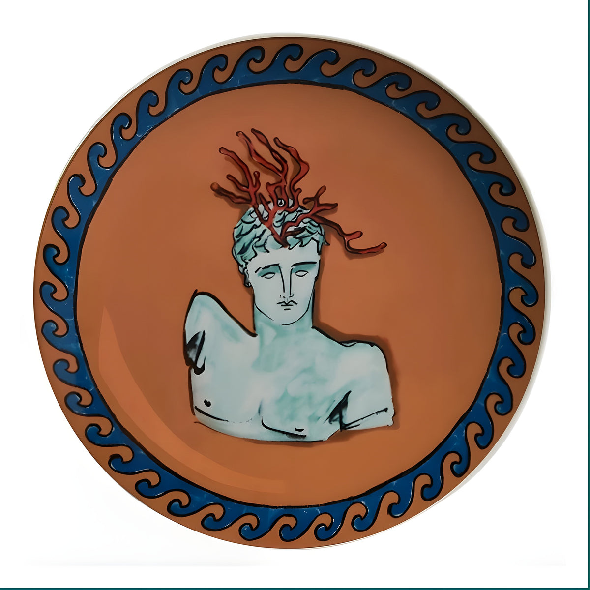 Poseidon's Journey Terracotta Coral Medusa Decorative Ceramic Plate