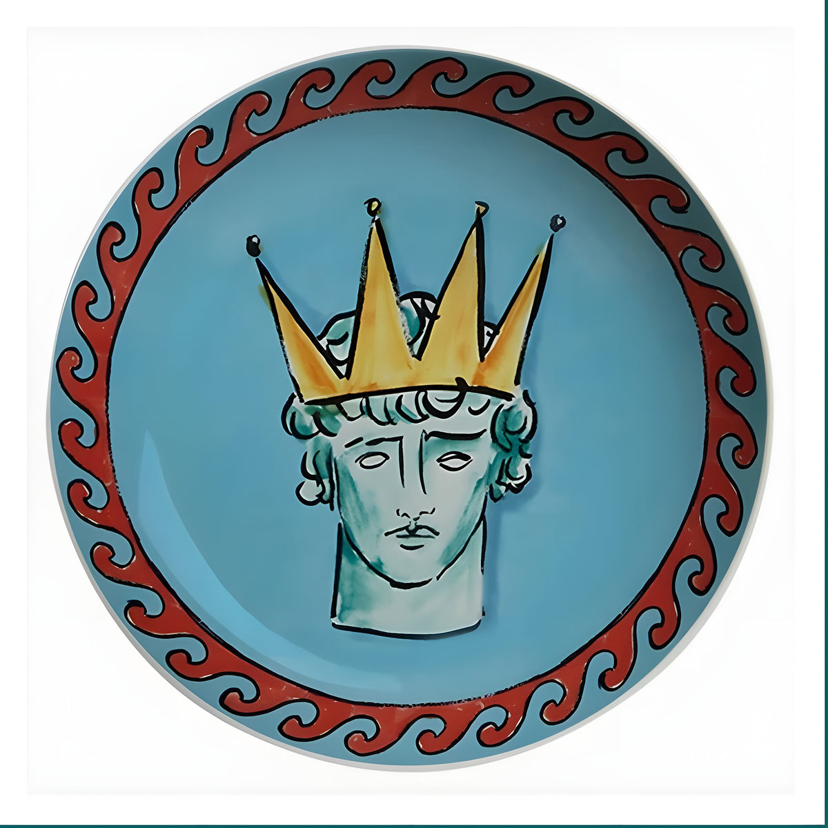 Poseidon's Journey Blue Crowned Muse Decorative Ceramic Plate