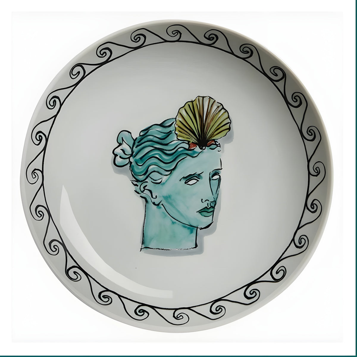 Poseidon's Journey Ivory Shell Goddess Decorative Ceramic Plate