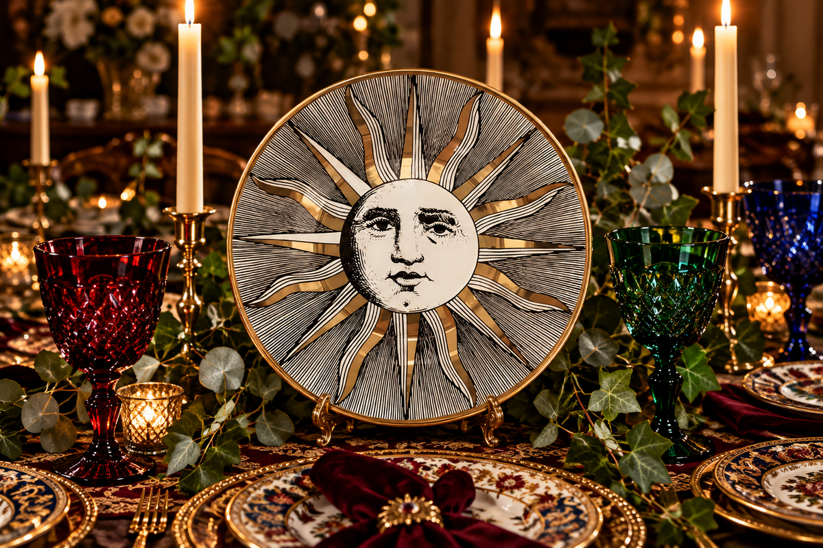 Vintage Sun Face Decorative Ceramic Wall Plate