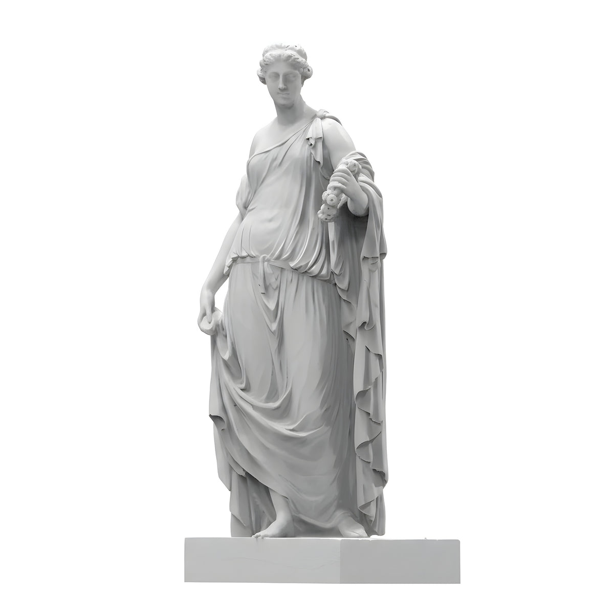 Statue of a classical figure on a white background