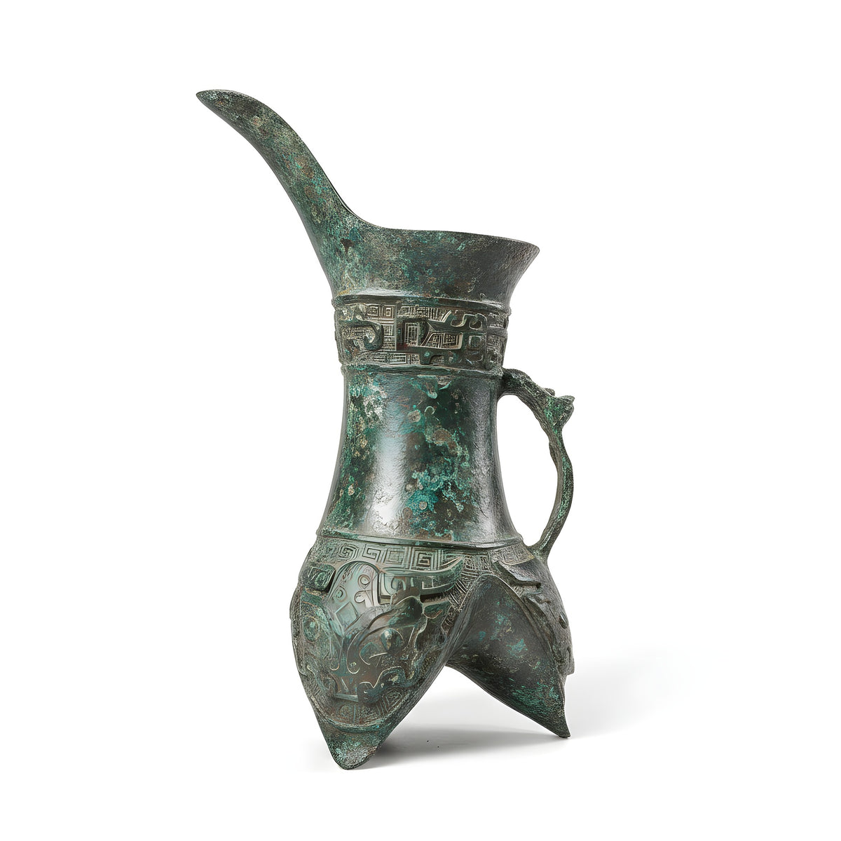 Bronze jue vase on a white background