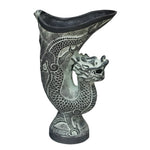 Decorative vase with dragon design on a gray background