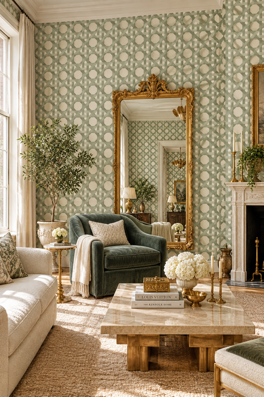 Modern Cane Weave Geometric Wallpaper