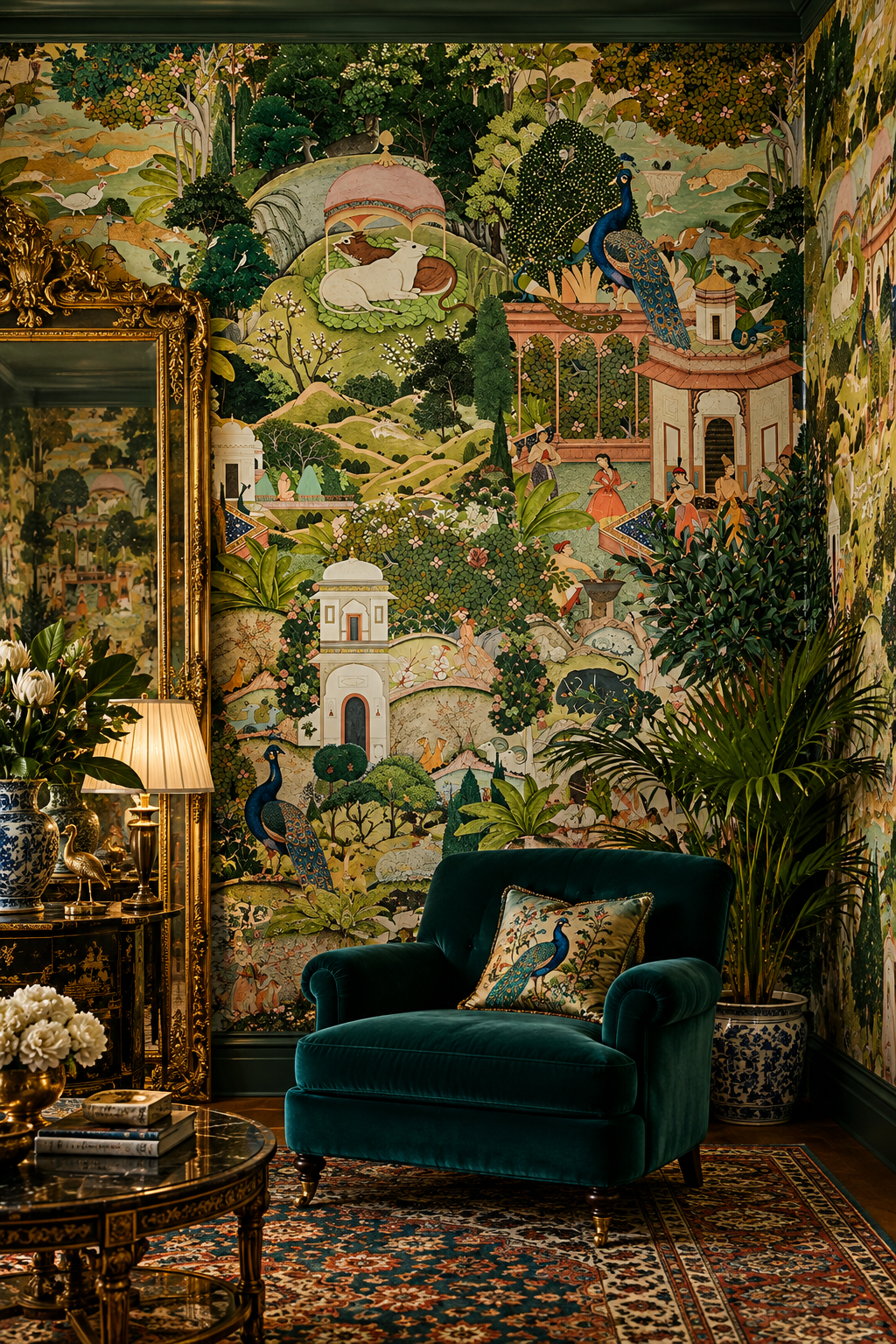 Asian Peacock Botanical Forest Mural