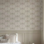 Wallpaper with dragonfly pattern in a bedroom setting