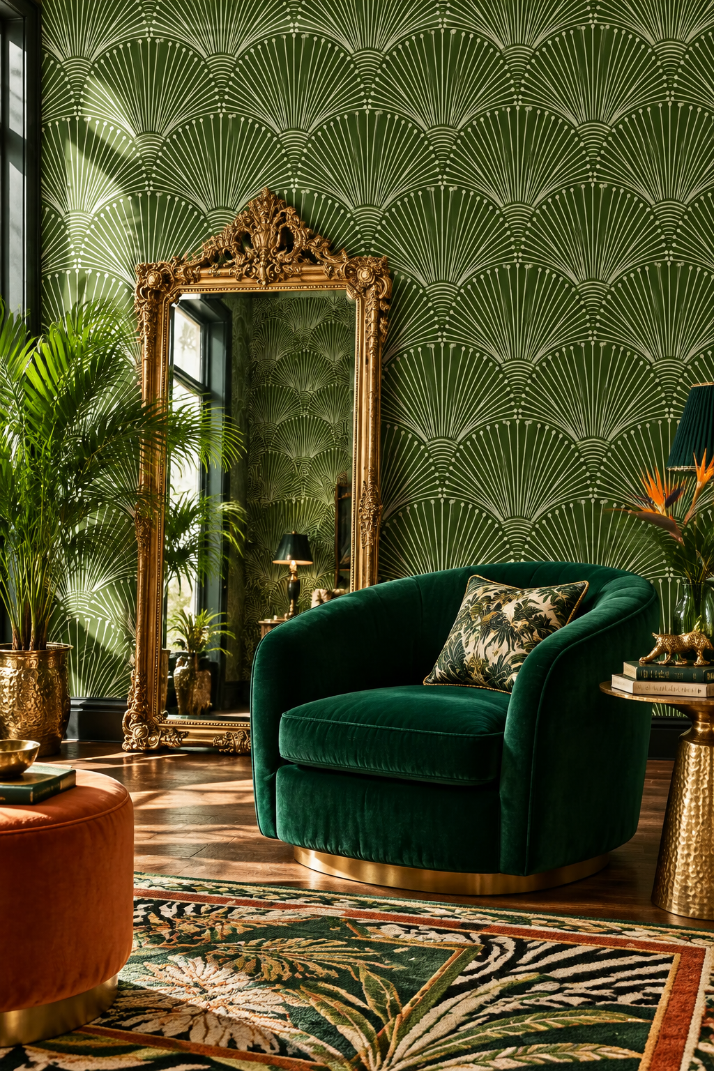 Green Modern Palms Wallpaper