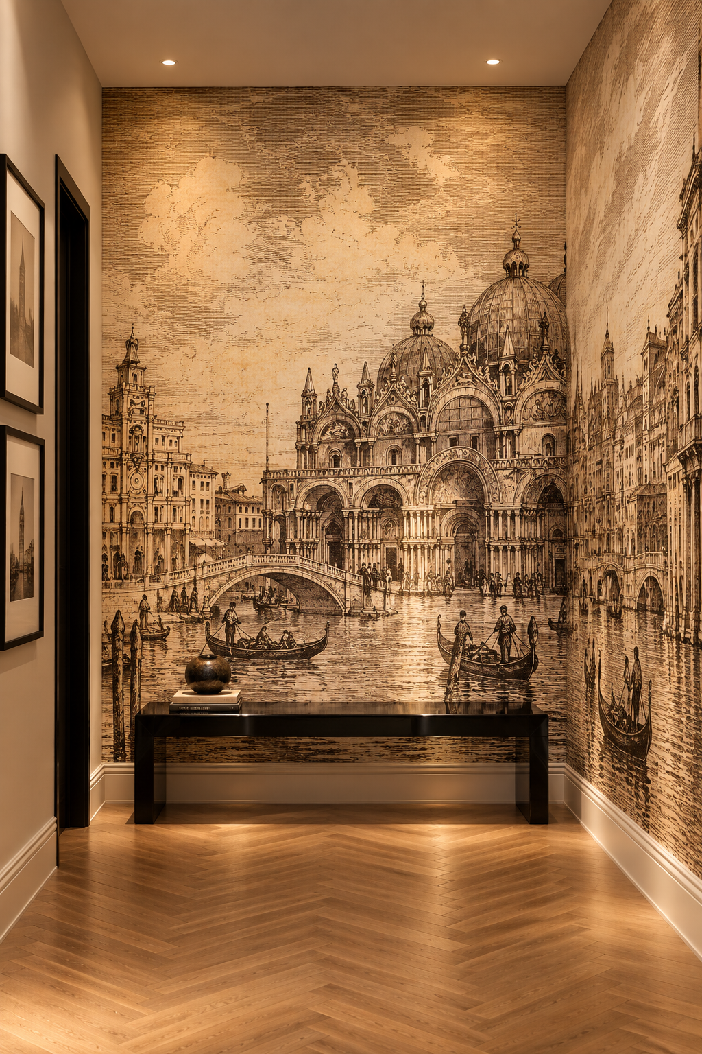 Mural de Venecia con grabado vintage