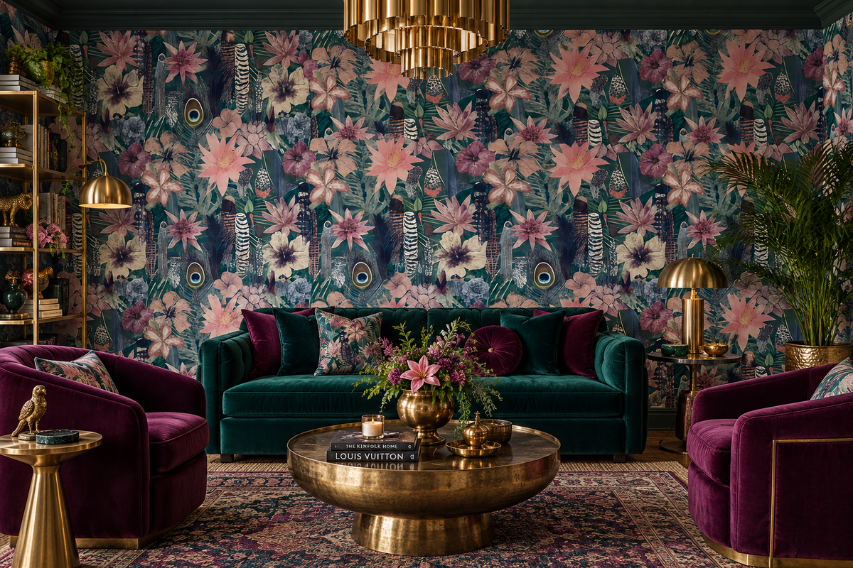 Feathers And Flowers Wallpaper