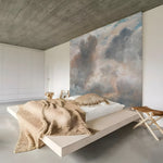 Modern bedroom with a large abstract wall painting