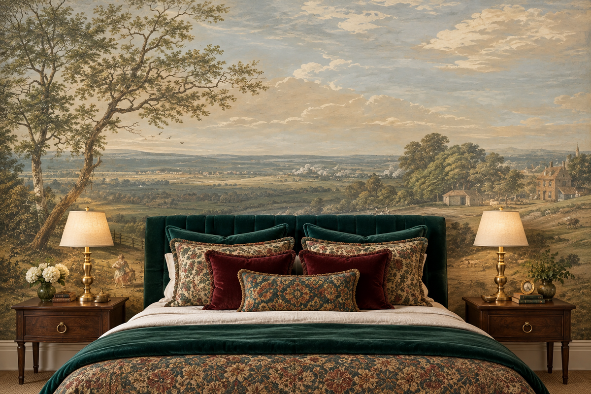 Antique Pastoral Countryside Mural