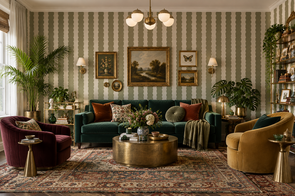 Sage Green Scallop Wallpaper