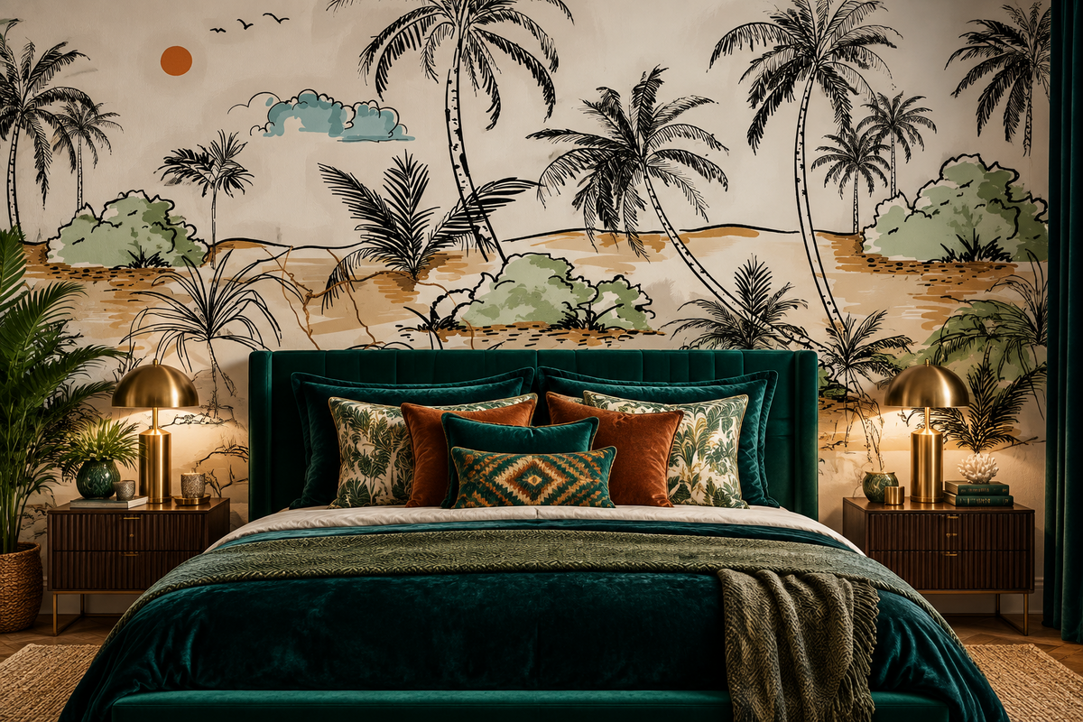 Mural de palmeras tropicales