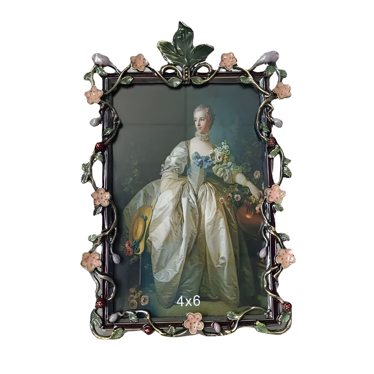 Decorative picture frame with floral design on a white background