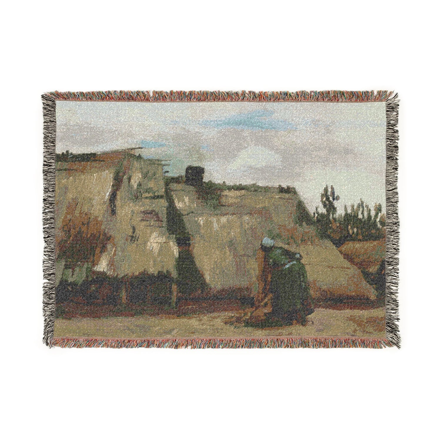 A Peasant Woman Digging in Front of Her Cottage - Vincent van Gogh Tapestry Blanket