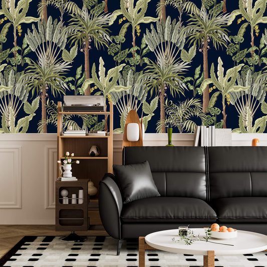 Palm Paradise Wallpaper: Transform your space into a tropical oasis with this vibrant and lush design, inspired by the beauty of palm trees and exotic landscapes.