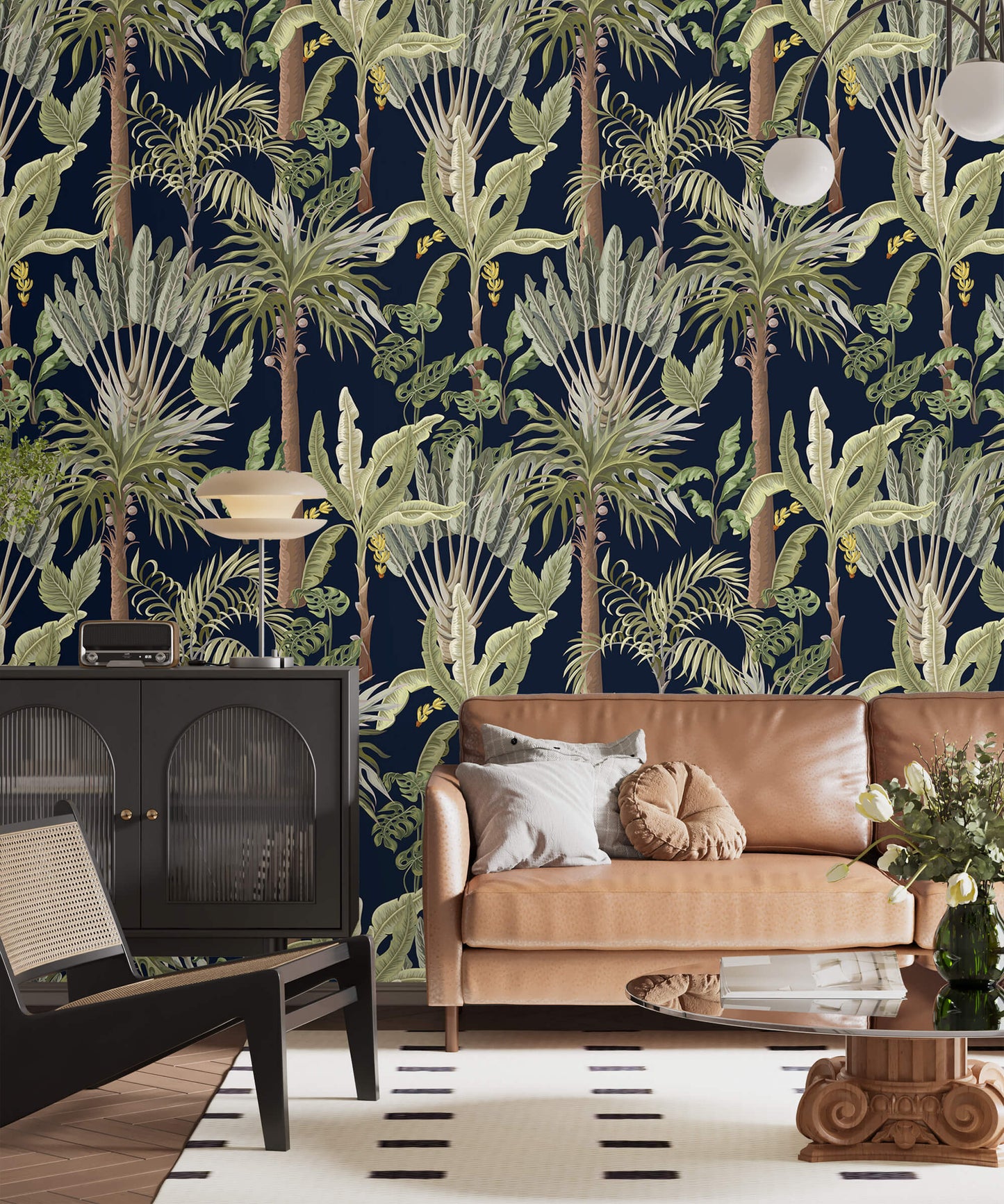 Palm Paradise Wallpaper: Transform your space into a tropical oasis with this vibrant and lush design, inspired by the beauty of palm trees and exotic landscapes.