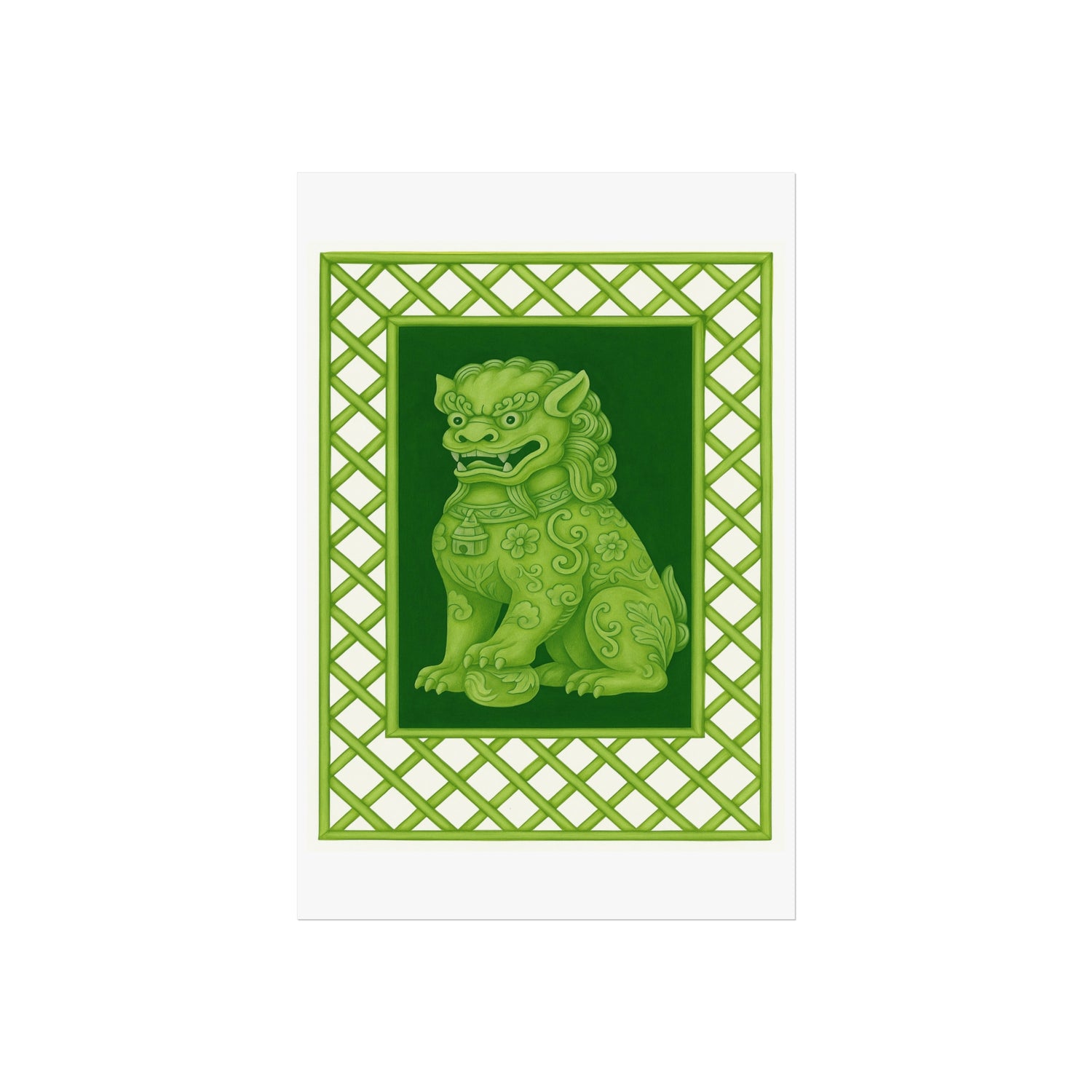 Green Foo Dog Portrait Fine Art Poster