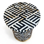 Optical Mother-of-Pearl Inlay Round Side Table – Black