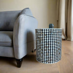 Drop mother-of-pearl inlay stool in black, front view