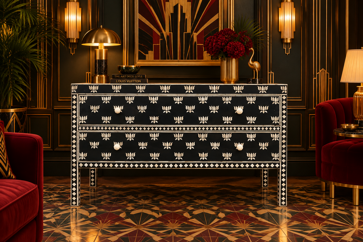 Hazel Bone Inlay 2-Drawer Sideboard – Black