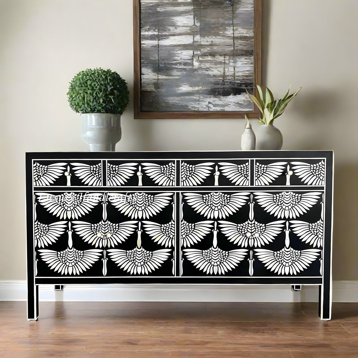 Swan Bone Inlay Sideboard – Black