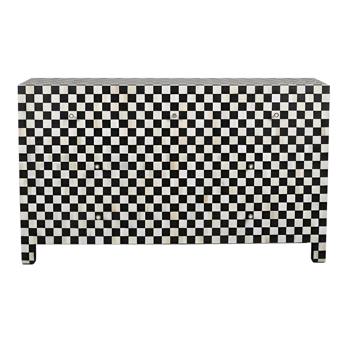 Checkerboard Bone Inlay 7-Drawer Dresser – Black