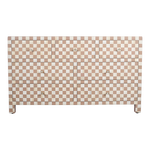 Checkerboard Bone Inlay 7-Drawer Dresser – Almond