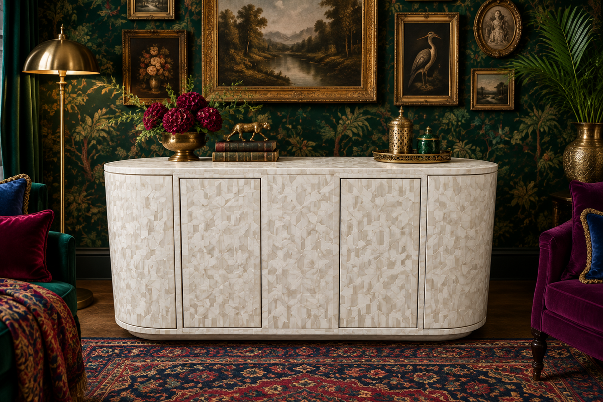 Full Bone Inlay Sideboard – White