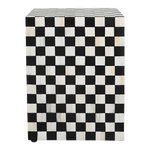 Checkerboard Bone Inlay Bedside Table – Black