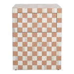 Checkerboard Bone Inlay Bedside Table – Almond