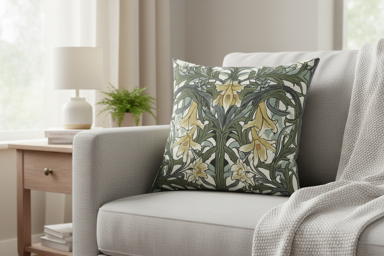 Art Nouveau Lilies Throw Pillow