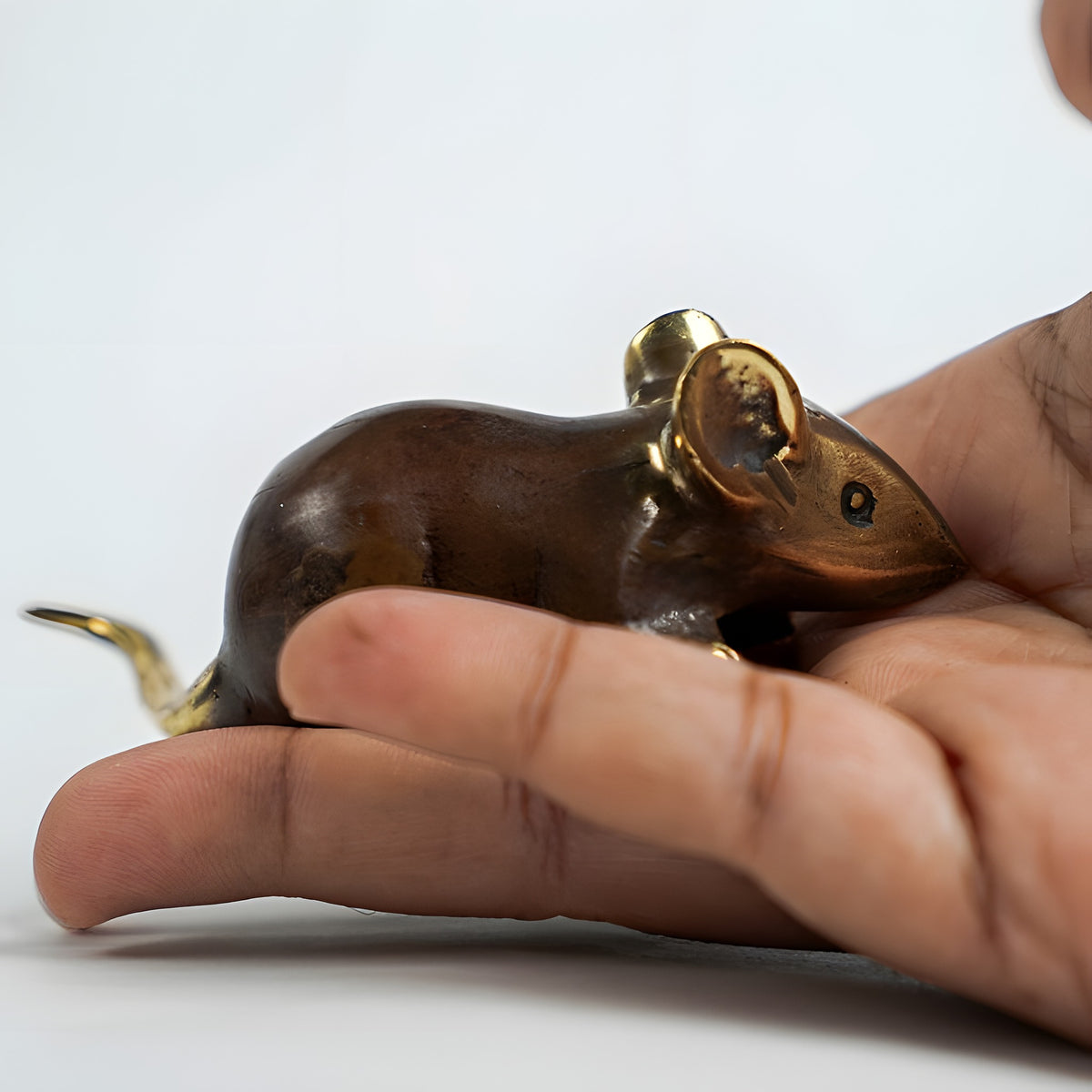 Mini Solid Brass Mouse Figurine