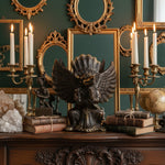 Solid Brass Garuda Figurine styled in a room setting