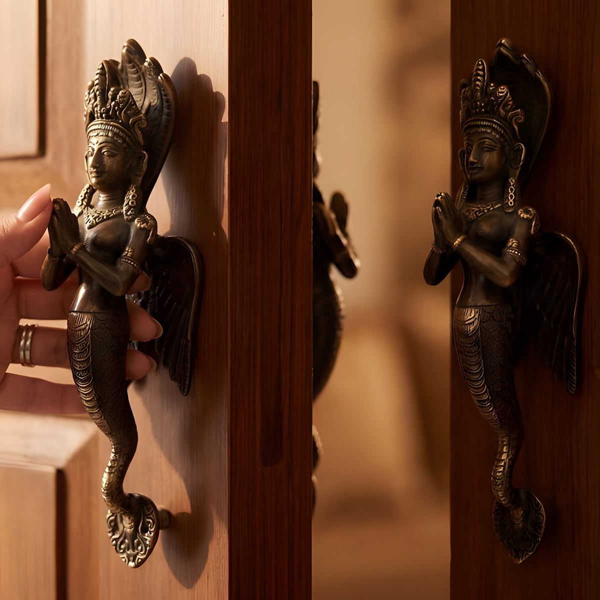Solid Brass Snake Door Handle