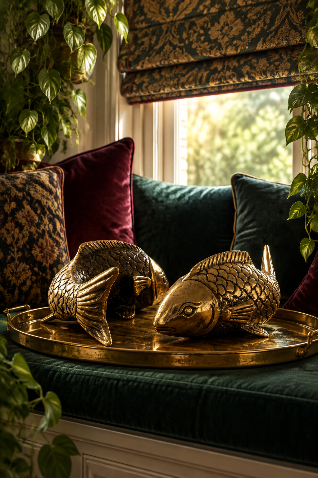 Solid Brass Koi Fish Statue