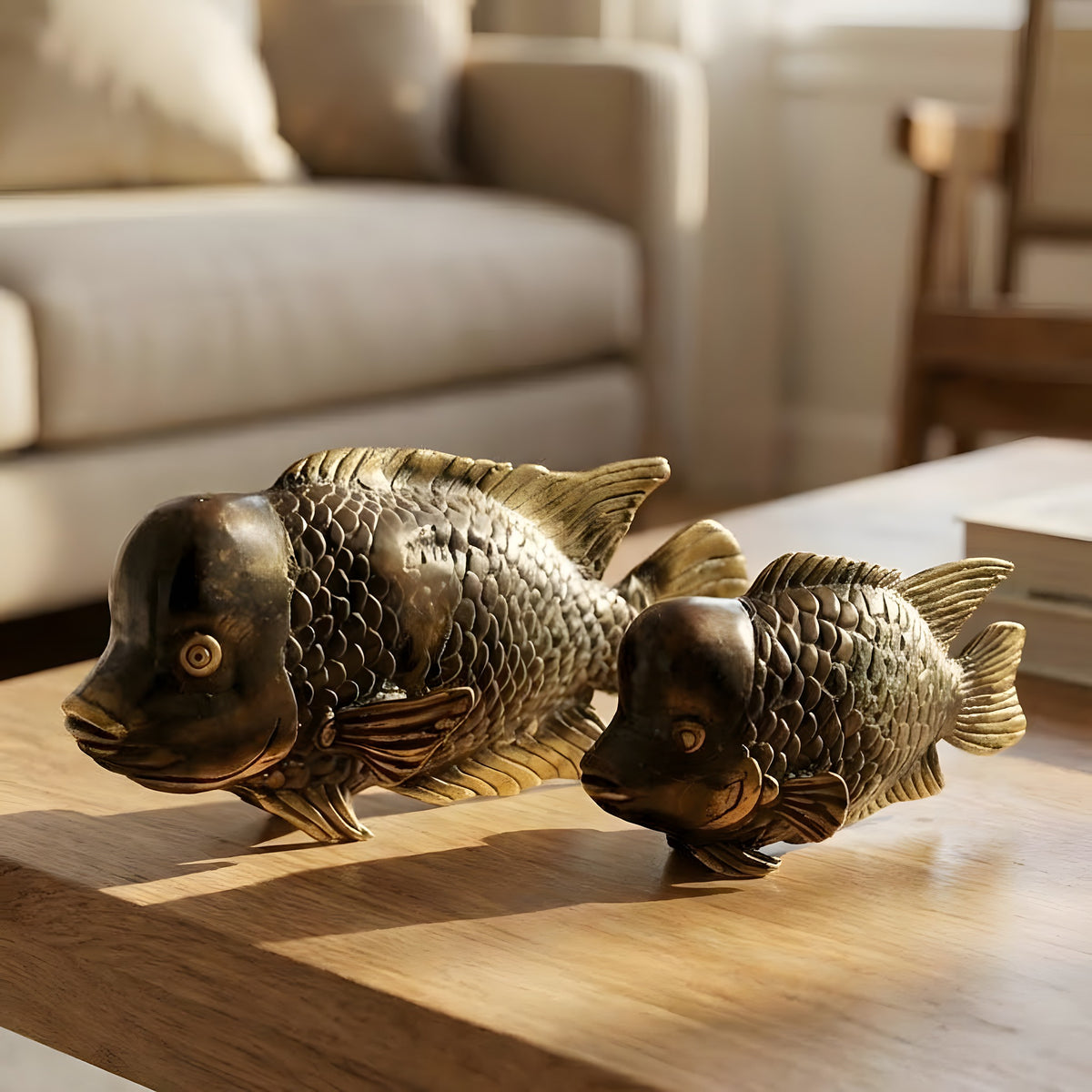 Solid Brass Louhan Fish Statue