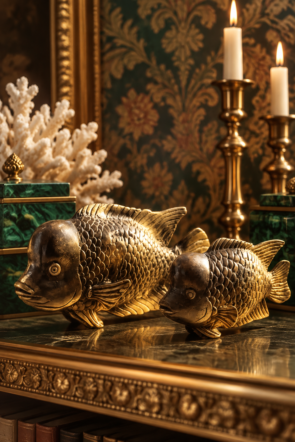 Solid Brass Louhan Fish Statue